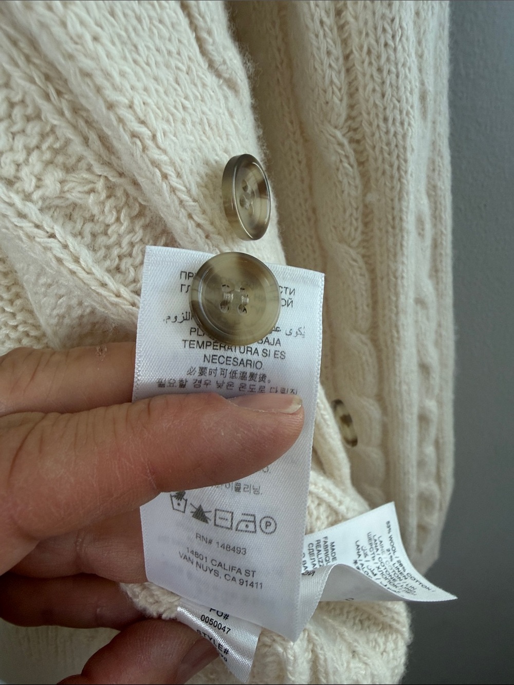 Doen Penrose Cardigan in Sea Salt Wool Linen Cotton XS Minimalist Clean Beauty - Picture 16 of 16